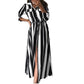 Women Two Piece Sets Boat Anchor Print T-Shirt & Striped Skirt Sets Casual Ankle-Length Fashion Off Shoulder Maxi Striped Skirt