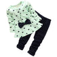 New Baby Sets Heart-Shaped Print Bow Cute Kids Set T Shirt + Pants